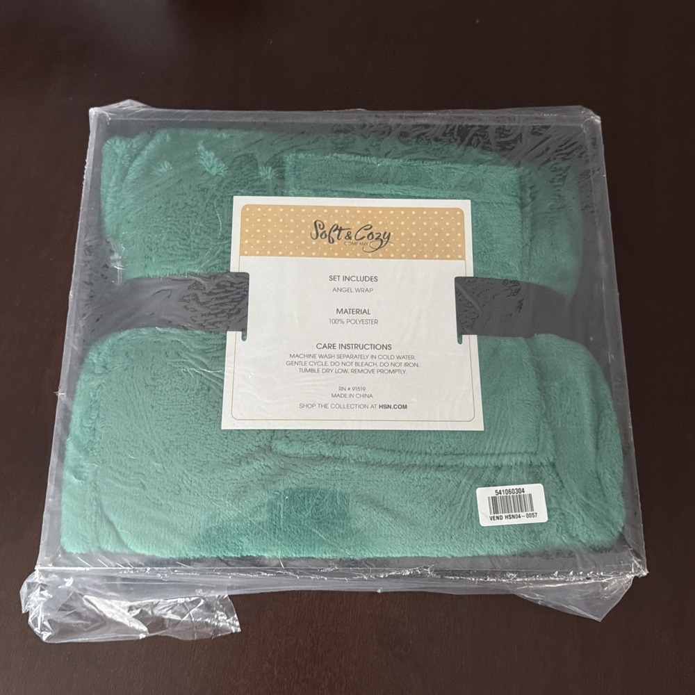 Soft Cozy Angel Wrap Throw Blanket Green Plush Sherpa Gift Lounge‎ Comfort